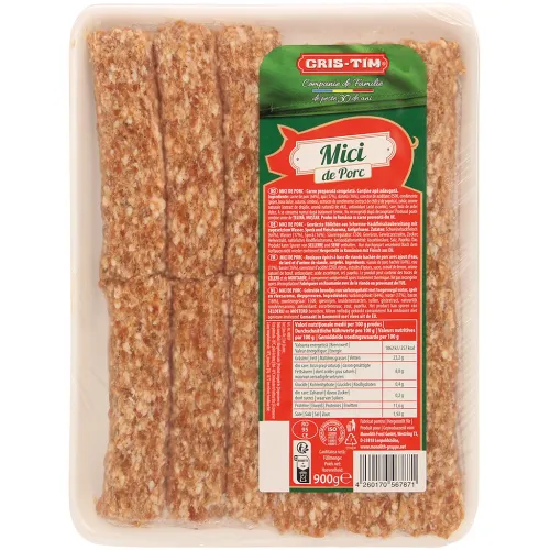 MICI DE PORC - Gewürzte Röllchen aus Schweine-Hackfleischzubereitung mit zugesetztem Wasser, Speck und Fleischaroma, tiefgefroren