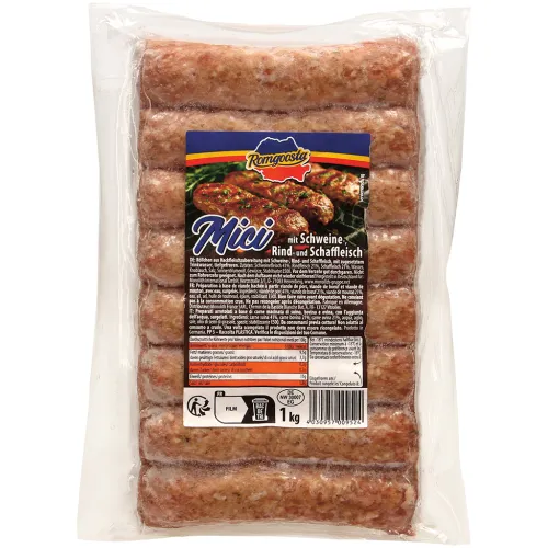 Röllchen aus Hackfleischzubereitung mit Schweine-, Rind- und Schaffleisch, mit zugesetztem Trinkwasser, tiefgefroren
