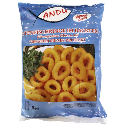 Panierte Tintenfischringe, tiefgefroren