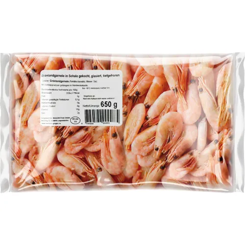 Grönlandgarnele in Schale gekocht, glasiert, tiefgefroren