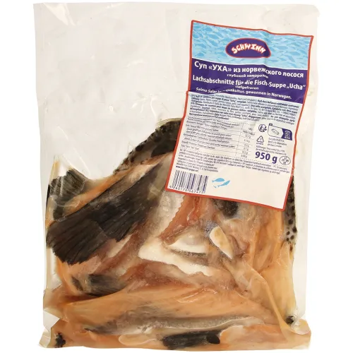 Lachsabschnitte für die Fisch-Suppe Ucha, tiefgefroren