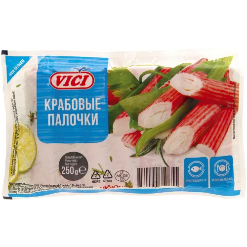Surimi Stäbchen / Krabbenfleischimitat aus Fischmuskeleiweiß, tiefgefroren