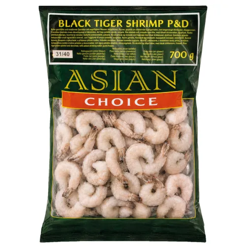 Black Tiger Shrimp P&D - Rohe geschälte und entdärmte Garnelen mit zugefügtem Wasser, glasiert, tiefgefroren 31/40