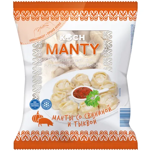 Манты со свининой и тыквой, замороженные