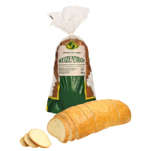Baton zavarnoi Weizenbrot, fertig gebacken, geschnitten, tiefgefroren