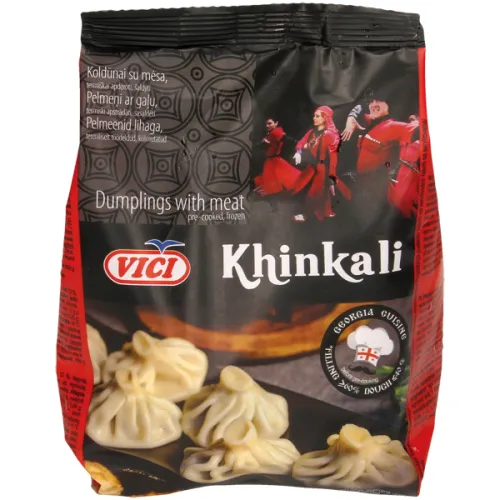 Teigtaschen mit Fleischfüllung Khinkali, vorgegart, tiefgefroren
