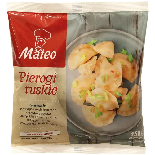 Teigtaschen mit 40% Füllung mit Kartoffelpüree und Frischkäse, nach russischer Art, tiefgefroren  Pierogi ruskie 