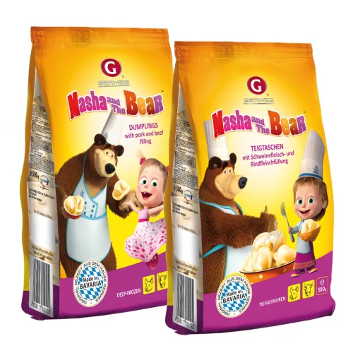 Teigtaschen mit Schweinefleisch- und Rindfleischfüllung Masha and The Bear - Pelmeschki Maljutki