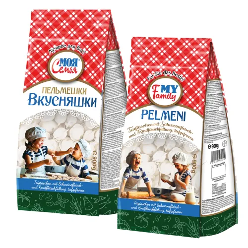 Teigtaschen mit Schweinefleisch- und Rindfleischfuellung, tiefgefroren