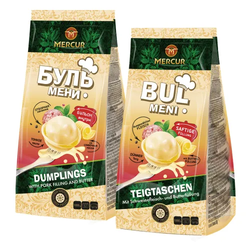 Teigtaschen Bulmeni mit Schweinefleisch- und Butterfüllung, tiefgefroren