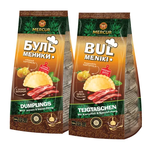 Teigtaschen Bulmeniki mit Kartoffel- und Speckfüllung, tiefgefroren