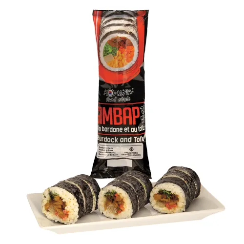 Gefrorener Gimbap mit Pilzen und Gemüse.