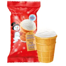 Eis mit Vanillegeschmack im Waffelbecher Eis mit Vanillegeschmack im Waffelbecher