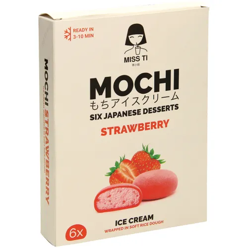 Mochi-Eis mit 10% Erdbeerzubereitung, im Reisteig 48,6 %