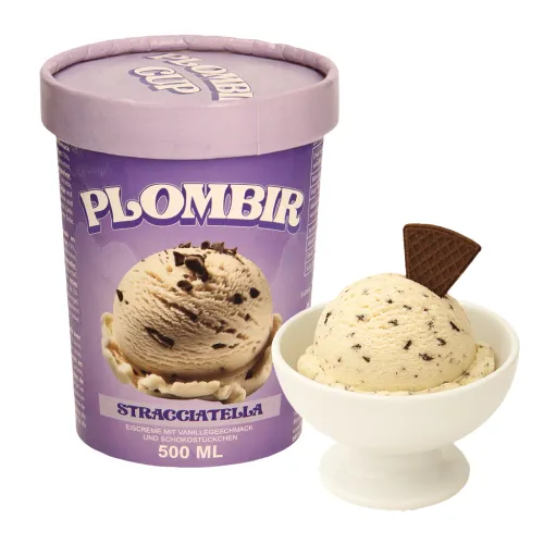 PLOMBIR Eiscreme Stracciatella mit Vanillegeschmack