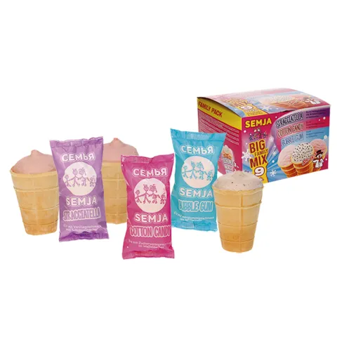 Eis Semja-MIX Eis mit Vanillegeschmack Stracciatella mit Schokostückchen im Waffelbecher, Bubble Gum Eis mit Kaugummigeschmack, im Waffelbecher,