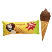 Eis mit Vanillegeschmack im Waffelhörnch..
