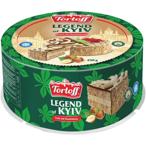 TORTOFF Torte Legend of Kyiv mit Creme 60% und Haselnüssen, mit Gelee 3,3% dekoriert, tiefgefroren