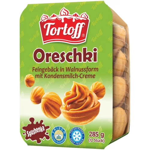TORTOFF Feingebäck in Walnussform Oreschki mit Kondensmilch-Creme Füllung 50,3%, tiefgefroren