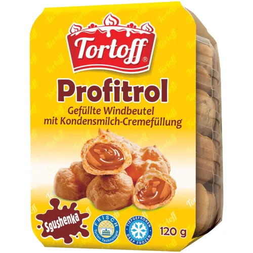TORTOFF Gefüllte Windbeutel mit Kondensmilch-Cremefüllung 60%, tiefgefroren