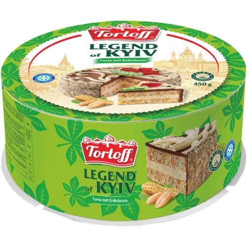 TORTOFF Torte Legend of Kyiv mit Creme 60% und Erdnüssen, mit Gelee 3,3% dekoriert, tiefgefroren