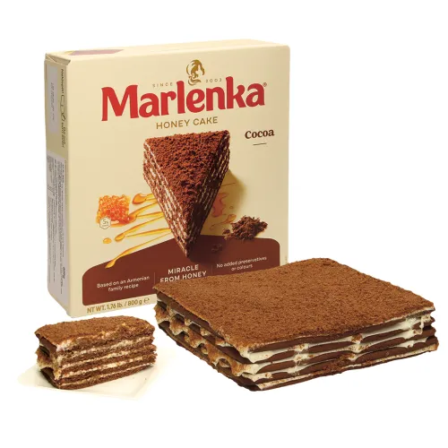 Какао-торт Марленка с 52% кремовой начинкой и 5% мёда, глубокой заморозки
