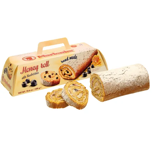 Tortenrolle mit Blaubeeren Marlenka mit 3,6% Honig, tiefgefroren