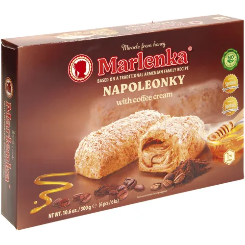 Napoleonky Ziehteiggebäck mit 35% Kaffee-Cremefüllung, tiefgefroren