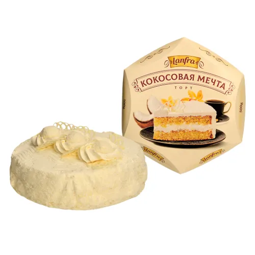 Creme-Torte mit Kokos-Sahnegeschmack und 7% Kokosraspeln, tiefgefroren