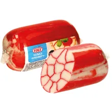 Surimiwurst, Fischzubereitung aus Fischm.. Surimiwurst, Fischzubereitung aus Fischm..