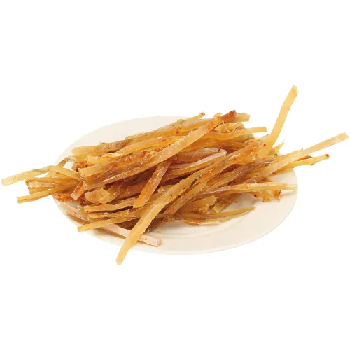 IKROFF Snack aus Pazifischem Kabeljau in Streifen, getrocknet, gesalzen, gezuckert, aufgetaut.