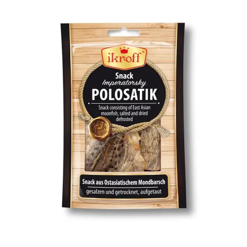 Snack aus Ostasiatischem Mondbarsch, gesalzen und getrocknet aufgetaut.