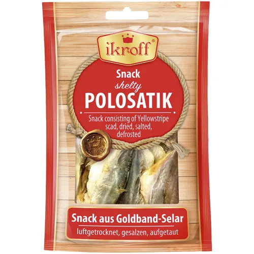 IKROFF Snack aus Goldband-Selar, luftgetrocknet, gesalzen, aufgetaut