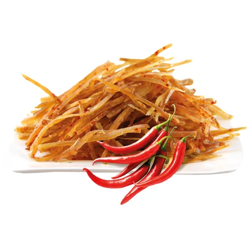 IKROFF Pikanter Snack aus Pazifischem Kabeljau in Streifen, getrocknet, gesalzen, gezuckert, aufgetaut.
