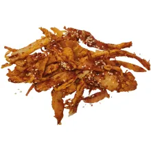 Snack aus Riesenkalmar (Dosidicus gigas).. Snack aus Riesenkalmar (Dosidicus gigas)..