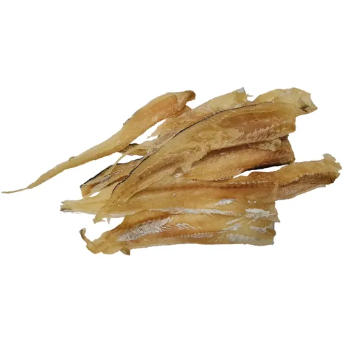 Snack aus Blauer Wittling (Micromesistius poutassou) mit Haut, gesalzen und gedörrt