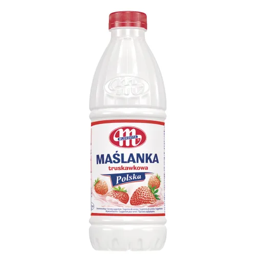 Polnisches fermentiertes Milcherzeugnis aus Buttermilch und Milch mit Erdbeergeschmack Maslanka, 1,5% Fett