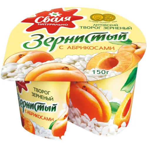 Dessert aus körnigem Frischkäse und Sahne, mit 20% aromatisierter aprikosenhaltiger Zubereitung