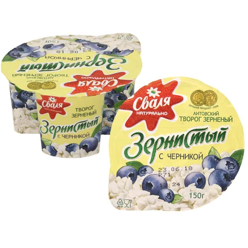 Dessert aus körnigem Frischkäse und Sahne, mit 20% aromatisierter heidelbeerhaltiger Zubereitung