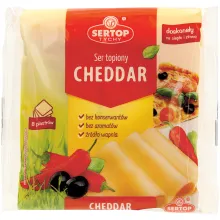 Schmelzkäse mit Cheddar in Scheiben, 38%.. Schmelzkäse mit Cheddar in Scheiben, 38%..