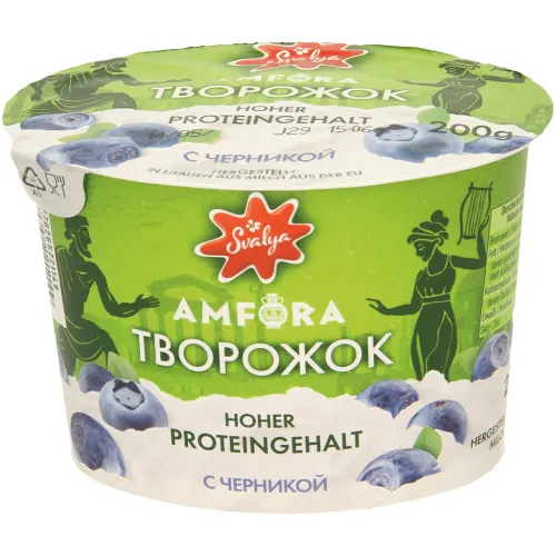 Творожок с черникой,  высокое содержание белка, без лактозы