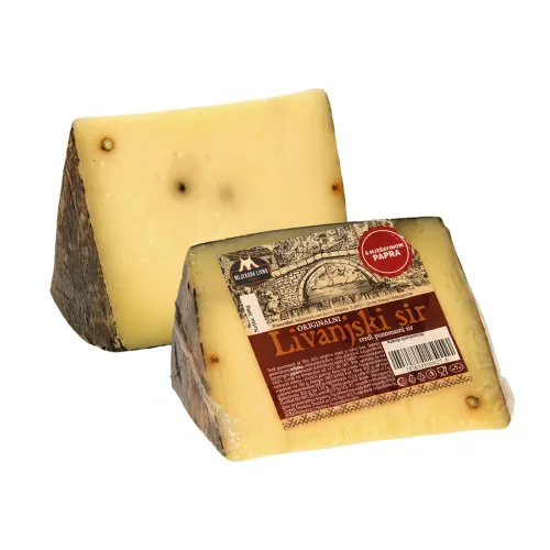 Livanjski sir s paprom Hartkäse mit Pfeffer, Vollfettstufe.