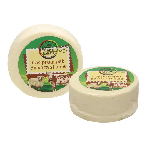 Cas proaspat de vaca si oaie - Rumänischer halbfester Schnittkäse aus pasteurisierter Kuhmilch und Sauermilcherzeugnis aus pasteurisierter Schafmilch. Mindestens 45% Fett i. Tr.