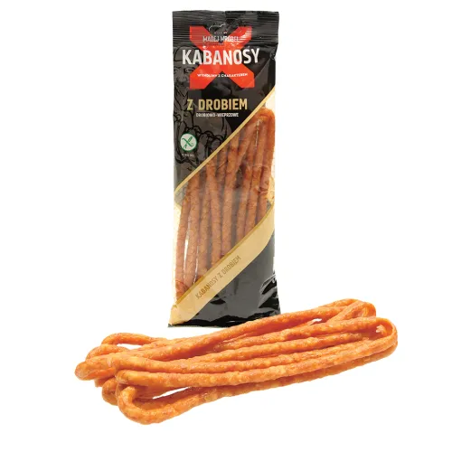 Geräucherte Brühwurst mit Geflügel- und Schweinefleisch, mittelgrob, gedörrt, nach polnischer Rezeptur Kabanos wieprzowy z drobiem