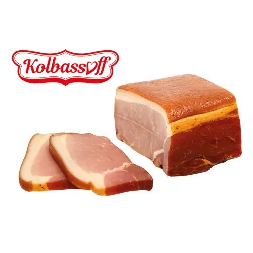 Schinkenspeck mit Schwarte, geräuchert und gewürzt Okorok