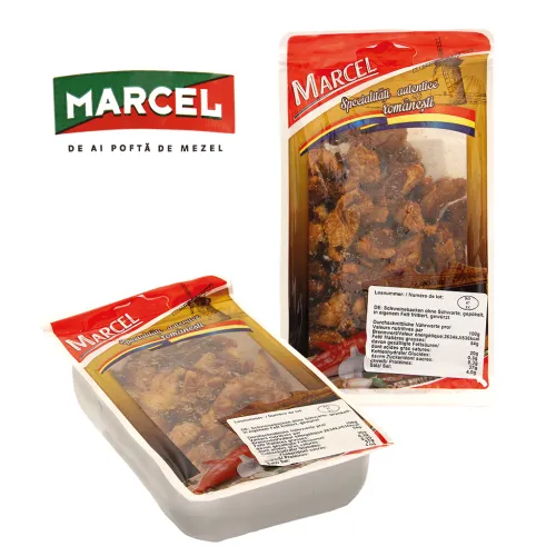 Schweinebacken ohne Schwarte, gepökelt, in eigenem Fett frittiert, gewürzt