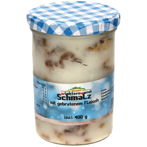 Schweineschmalz mit gebratenem Fleisch