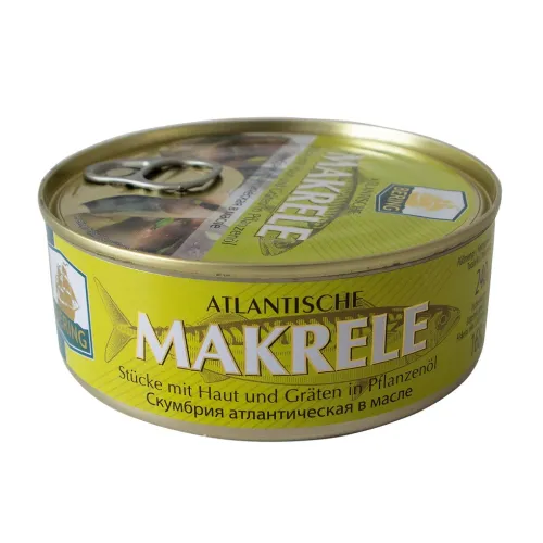 Makrele - Stücke mit Haut und Gräten in Pflanzenöl