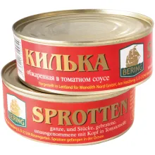 Sprotten ganze, und Stücke, gebratene, u.. Sprotten ganze, und Stücke, gebratene, u..