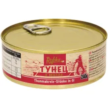 Thunmakrelestücke in eigenem Saft und Öl Thunmakrelestücke in eigenem Saft und Öl